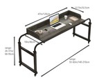 Overbed Table With 360 Wheels  Queen Size Mobile Bed Desk   grey 