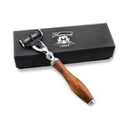 Wooden Shaving Kit For Men  - 3 Edge Razor With Badger Shaving Brush Soap   Bowl