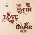 Collections Etc Red Home  Love And Faith Metal Wall Art - Set Of 3