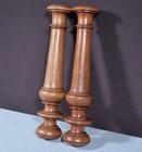 15  Tall Pair Of French Antique Solid Walnut Wood Posts pillars trim Salvage