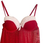 Carrie Amber Red White Santa Christmas Sheer Lingerie Dress Size M