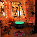 Halloween Decorations - Large Witches Cauldron On 54  Tripod With Lights - Black