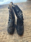 Antique Victorian Leather Button Baby Shoes Doll Booties 1880s Black Boots