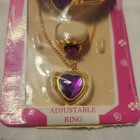 Vintage  Children s Heart Birthstone Jewelry Set Costume   May Emerald