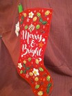 Bucilla Felt Christmas Stocking 18 Inch  Completed Handmade Beaded And Sequined