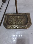 Antique Cast Iron Brass Plated Fire Place Tool Stand- With 2 Tools 