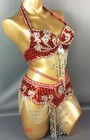 Baisidan Belly Dance Skirt Costume Outfit Set Bra Top Belt Hip Scarf Skirt