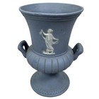 Vintage Jasperware Pedestal Blue White Women Dancing Vase Matte Finish 5 