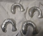 2 Vintage Copper Jello Molds-- Circles Fluted   Bumpy--  4 Silver Fish Molds