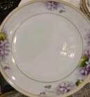 Antique Nippon Violet Porcelain Dessert Set  6 Plates   6 Tab Handled Nut   