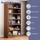 6 Tiers Bookcase Storage Organizer Wood Office Shelving Bookshelf Open Shelf New