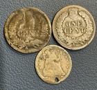 U s Coin Lot - 1854 Silver Half Dime   Indian Head Cents