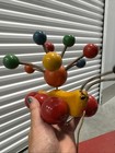 Vtg Kouvalias Wooden Plastic Banana Caterpillar Pull Toy Mfg Greece 1970 s