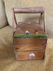 Vtg Mexican Accordion Wood Fold Out Sewing Box Basket Hand Painted Trinkets Folk