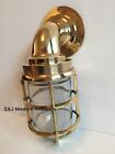 Antique Industrial Wall Light Vintage Retro Cage Bulkhead Gold Brass Ship Lamp