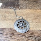 Vintage Rolf Buodd Norsk Handarbeide Signed Pewter Pendant Chain Necklace Norway