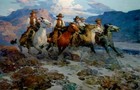 American Artist riders Of The Dawn 1935 vintage   Canvas Wall Art Picture Print