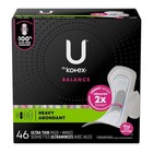 U By Kotex Balance Ultra-thin Heavy Pads With Wings - Unscented - 46ct