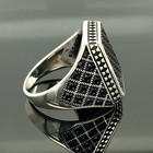 925 Sterling Silver Men   s Signet Ring   Rectangular Vintage Pattern Bold Stateme