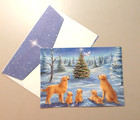 Greeting Card   Envelope Christmas Tree Golden Retriever Dog Family Dove Sparkly