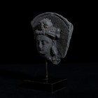 Gandhara Schist Head Of Bodhisattva With Original Pigments 3rd-5th Century Ad
