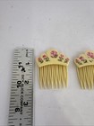 Pair Vintage Cream And Pink Flower Women   s Hair Comb Made In Canada