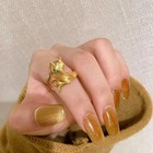 Gold Plated Fox Adjustable Ring Vintage Womens Open Band Jewelry