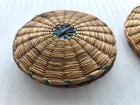 Pair Handwoven Sweetgrass Needle Holders Sewing Cases Original Interior
