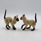 Pair Ceramic Siamese Cat Kitty Figurines Blue Eyes Made In Korea 3 5 X 4    Vtg