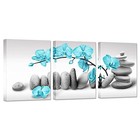 3 Panel Zen Wall Art Blue Orchid Flower With Spa Stone Pictures Canvas Prints