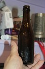 Antique  8    Deep  Olive Amber  Beer Bottle  Thick heavy Glass  Item   A - 4766