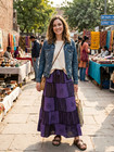 Women s Boho Patchwork Petite Gypsy Elastic Waist Maxi Skirt Wholesale Mix Lot