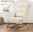 Rocking Chair Upholstered Glider Rocker With Padded Seat And High Backrest Safe