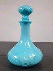 Vintage Antique Blue Opaline Glass Floral Decanter  Beautiful Piece             