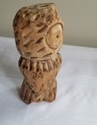 Vtg 80s Hand-carved Wooden Owl 6 5  Figurine Natural Light Brown Made In Jamaica