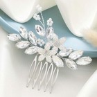 Crystal Wedding Hair Comb Silver Flower Pearl Rhinestone Bridal Piece