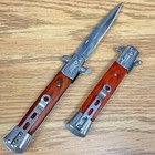 9  Tactical Wood Red Spring Assisted Open Blade Folding Pocket Stiletto Knife