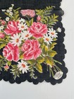Vintage Hankie - Beautiful Black Floral - Nwt Burmel -  Lovely Roses 14 