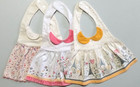 Set Of 3 Vintage Baby Bibs  Plastic Lined  Shape Of Apron Dresses  Snap Closure