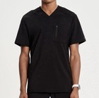 Infinity Men s V-neck Knit Panel Solid Scrub Top Black L Free Shipping Brand New