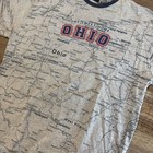 State Of Mine Vintage Y2k Ohio Aop Map T Shirt Mens Xl Ash Gray Ringer Tee