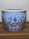 Vintage Chinese Blue   White Porcelain Flower Pot Fish Bowl Planter