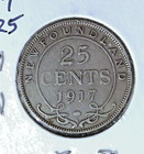 1917-c Newfoundland 25 Cent  Silver Coin
