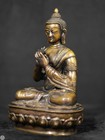 Antique 19th C  Sino-tibetan Copper Alloy Figure Of Teaching Buddha Shakyamuni
