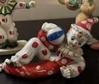 Vintage Mid Century Porcelain Clown Pierrot Figurines Set Of 4 Hand Painted
