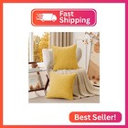 A Moment Yellow Chenille Throw Pillow Covers 16x16 Inch Pack Of 2 Modern Decorat