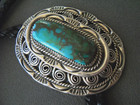 Jerry Roan Southwestern Native American Navajo Turquoise Sterlin Silver Bolo Tie