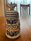 Vintage Russian Gzhel Blue   White Porcelain Beer Stein  Hand Painted