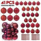 41pcs Burgundy Christmas Ornaments Set - Shatterproof Christmas Tree Ornament   