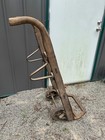 Antique Hand Truck Dolly Primitive Oak Industrial Cast Iron Wheels  Forged Blade